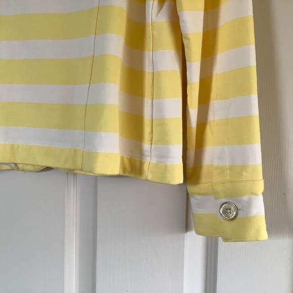 Isaac Mizrahi Striped Button Front Knit Jacket Yellow SZ M - Picture 8 of 16